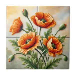 Vibrant Orange Poppy Tile