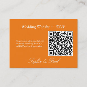 Vibrant Orange QR Code Website RSVP Card