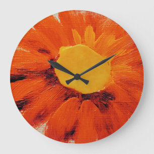 Vibrant Orange Sunflower Large Clock