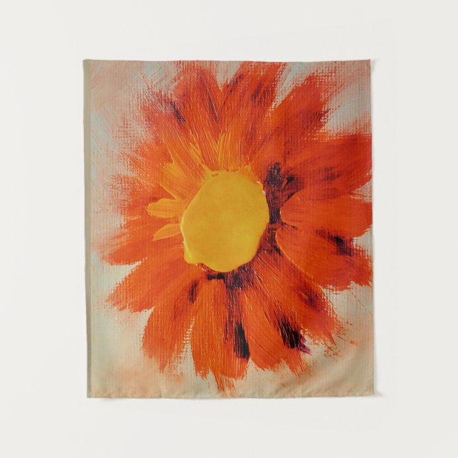 Vibrant Orange Sunflower Tapestry (Front)