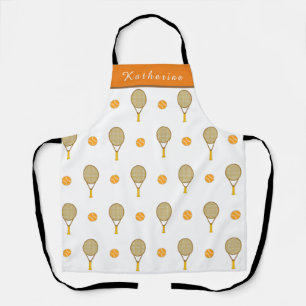 Vibrant Orange Tennis Fun Personalized Player Cute Apron