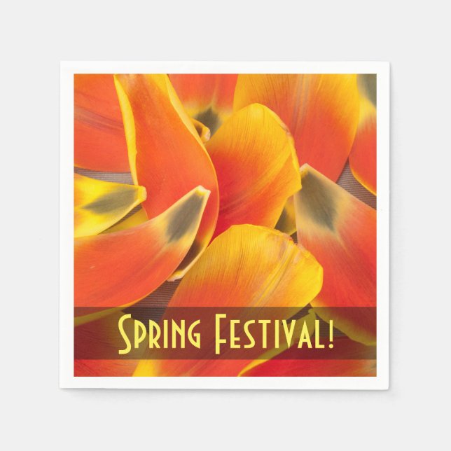 Vibrant Orange Tulip Petal Photograph Personalized Napkin (Front)
