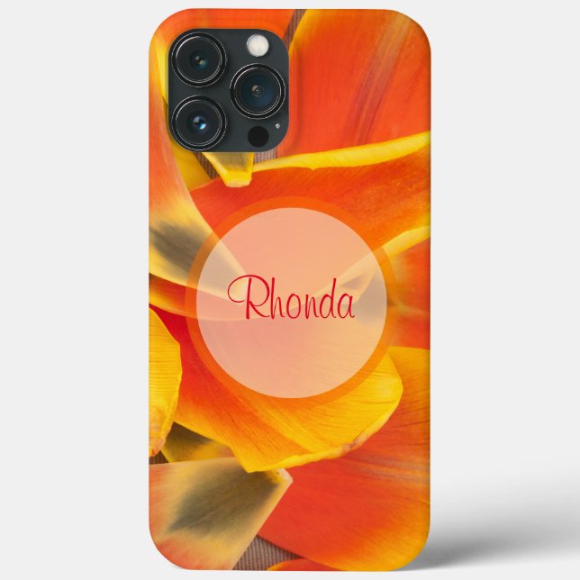 Vibrant Orange Tulip  Petals Photo Personalized Case-Mate iPhone Case (Back)