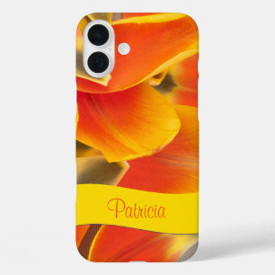 Vibrant Orange Tulip Petals Photograph iPhone 16 Plus Case
