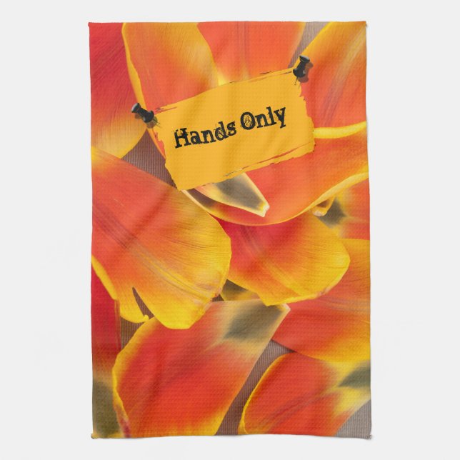 Vibrant Orange Tulip Petals Photograph Custom Kitchen Towel (Vertical)