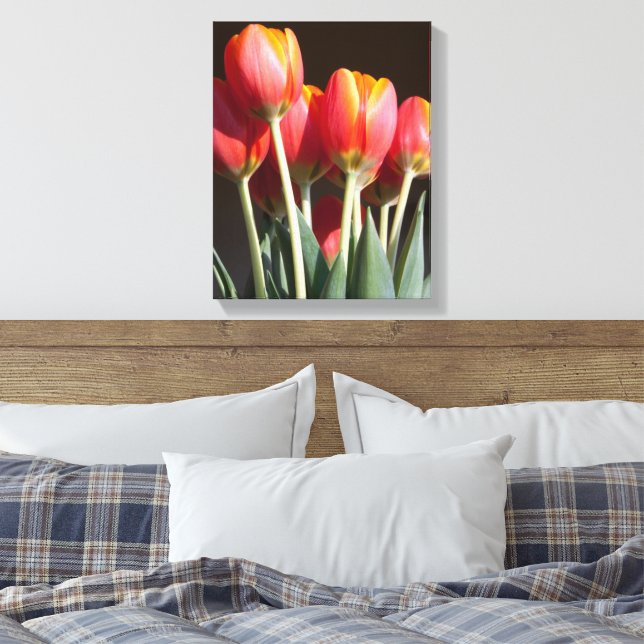 Vibrant Orange Tulip Photograph Canvas Print (Insitu(Bedroom))