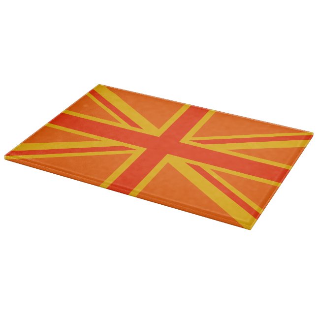 Vibrant Orange Union Jack British Flag Swag Cutting Board (Corner)
