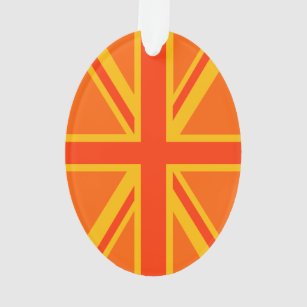 Vibrant Orange Union Jack British Flag Swag Ornament