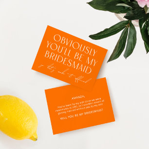 Vibrant Orange Will You Be My Bridesmaid Proposal Invitation