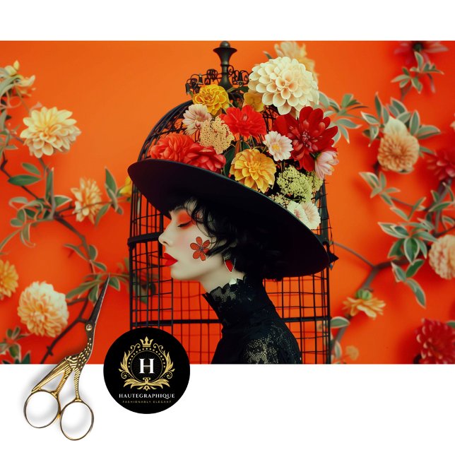 Vibrant Orange Yellow Floral Birdcage Hat  Tissue Paper (Creator Uploaded)