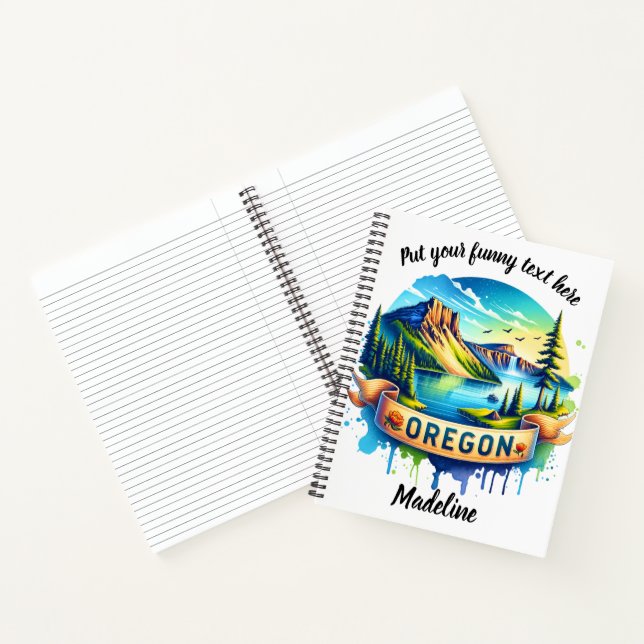Vibrant Oregon landscape with mountains and lake Notebook (Inside)