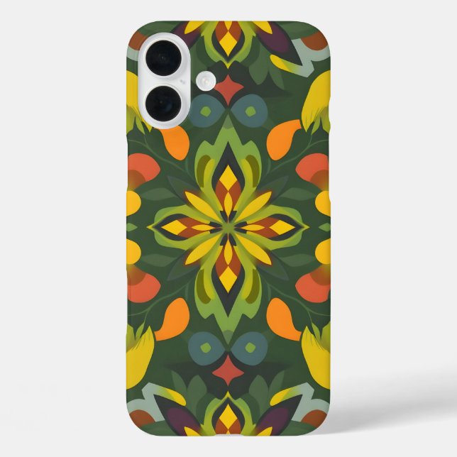 Vibrant Organic iPhone16 Case - Seamless Pattern D (Back)