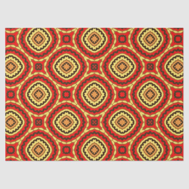 Vibrant Oriental Mosaic Geometric Pattern Tissue Paper (Front)