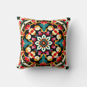 Vibrant Ornate Mandala Design Throw Pillow