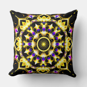 Vibrant Ornate Mandala Design Throw Pillow
