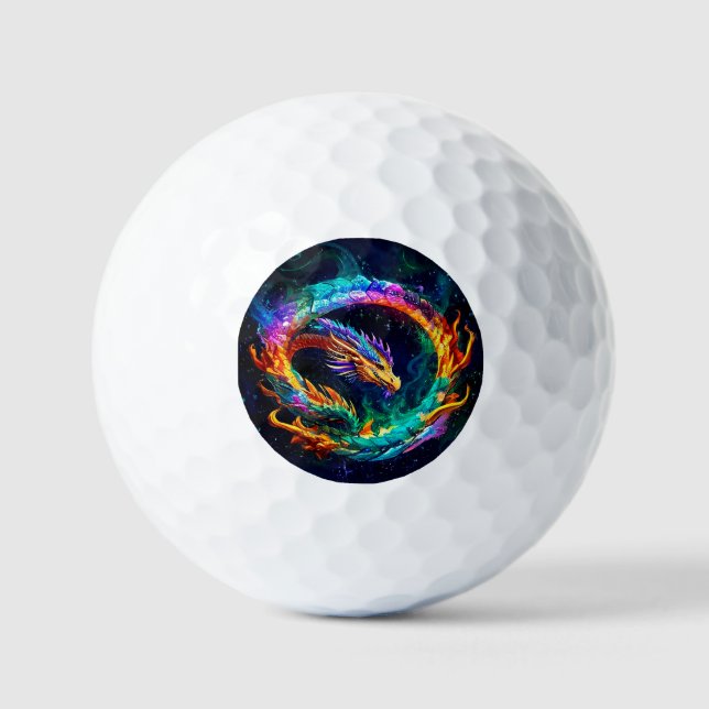 Vibrant Ouroboros Dragon Art Symbol Golf Balls (Front)