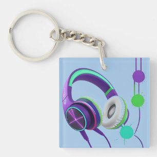 Vibrant Over-Ear Headphones Keychain