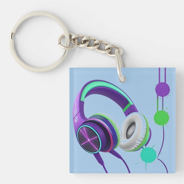 Vibrant Over-Ear Headphones Keychain (Front)