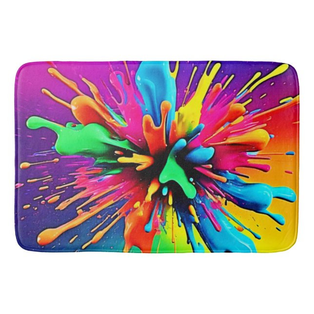 Vibrant Paint Burst Design Bath Mat (Front)