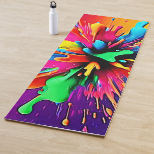 Vibrant Paint Burst Design Yoga Mat