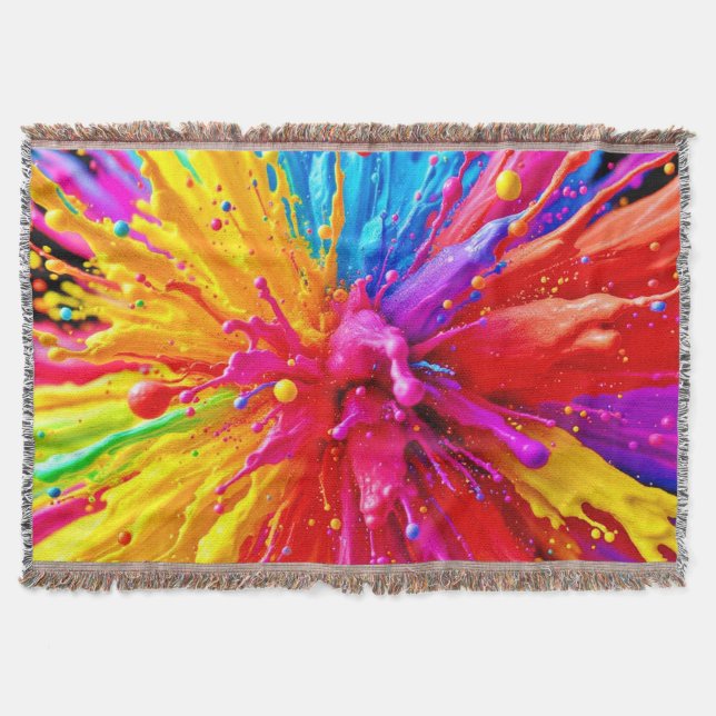 Vibrant Paint Burst Energy Throw Blanket (Front)