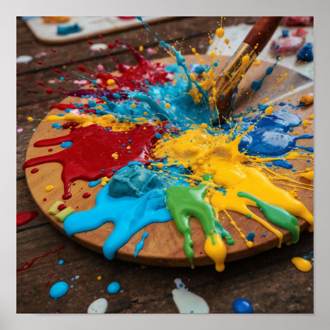 Vibrant Paint Palette - Creative Colour Explosion Poster (Front)