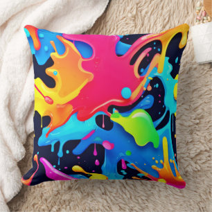 Vibrant Paint Party Design Throw Pillow