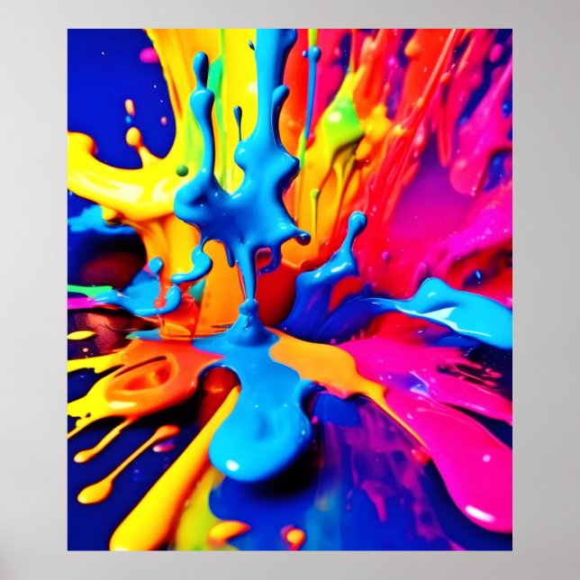 Vibrant Paint Splash Art in Bold Colours Poster (Front)