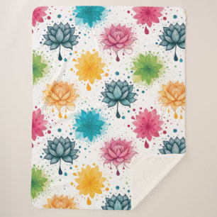 Vibrant Paint Splash Pattern Sherpa Blanket