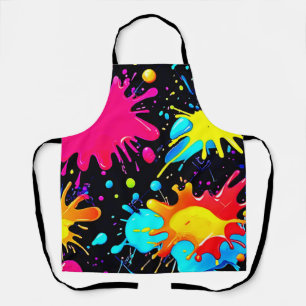 Vibrant Paint Splatter Art Burst Apron