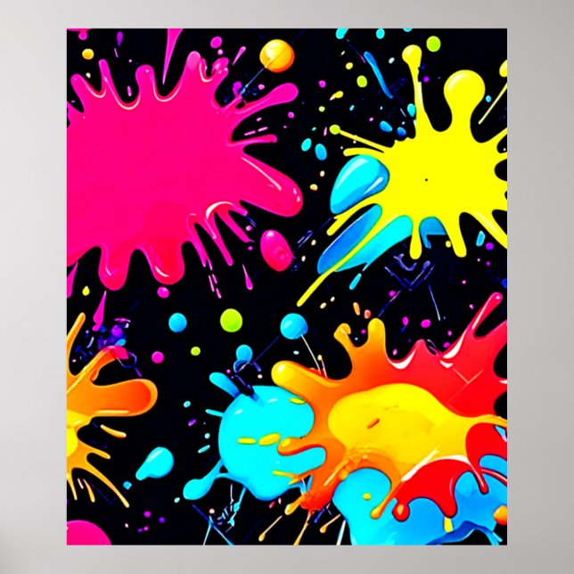 Vibrant Paint Splatter Art Burst Poster (Front)