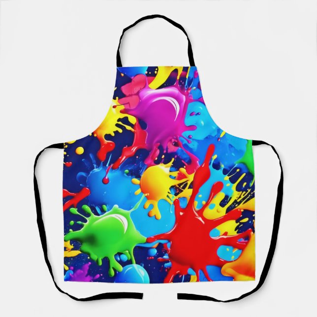 Vibrant Paint Splatters: A Bold Colours Statement Apron (Front)