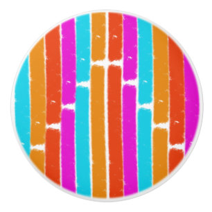 Vibrant Painted Stripes - Drawer Knob