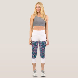 Vibrant Paisley Bloom High-Waisted Capris