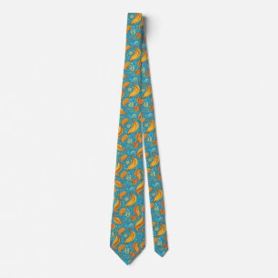 Vibrant Paisley Delight: Bright Orange and Yellow Tie