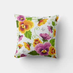 Vibrant Pansies Throw Pillow