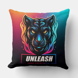 Vibrant Panther Artwork Throw Pillow