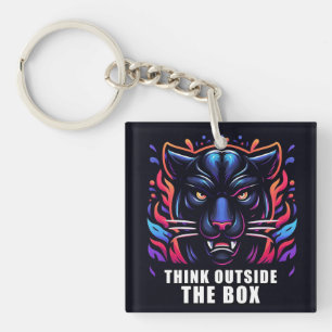 Vibrant Panther Artwork with Motivational Phrase Keychain