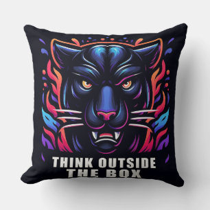 Vibrant Panther Artwork with Motivational Phrase Throw Pillow
