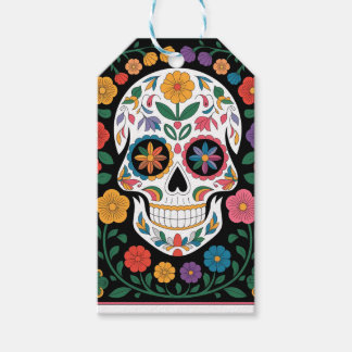 Vibrant Papel Picado Skull  Gift Tags
