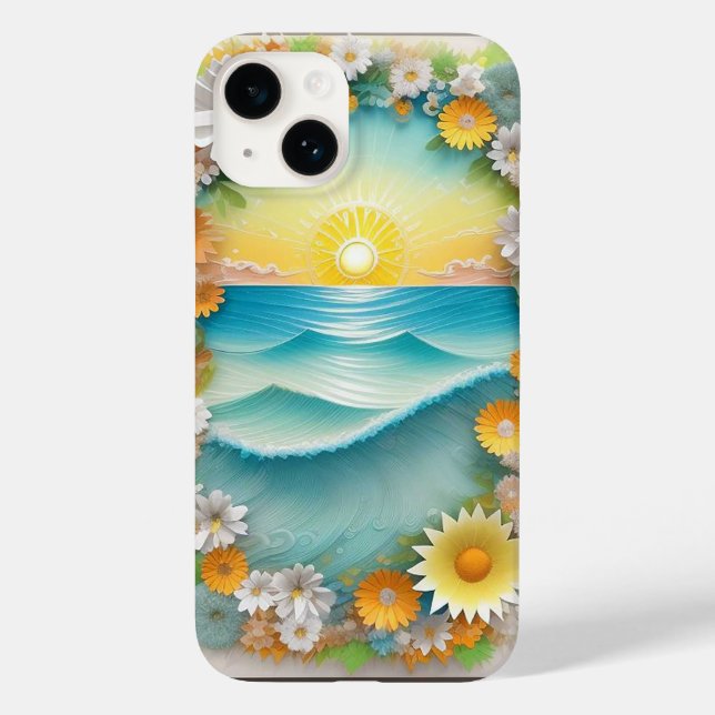 Vibrant Paper Craft Scene of Ocean Waves Case-Mate iPhone Case (Back)