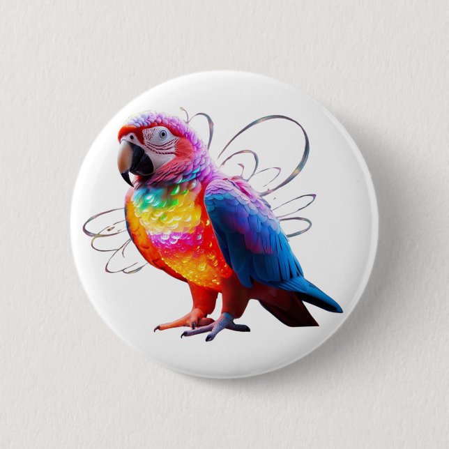 Vibrant Parrot 2 Inch Round Button (Front)