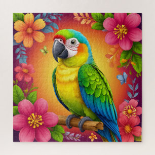 Vibrant Parrot Perched On A Branch Jigsaw Puzzle