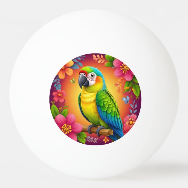 Vibrant Parrot Perched On A Branch Ping Pong Ball (Front)