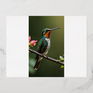 Vibrant Parrot Perched on a Tree Branch Foil Invitation Postcard