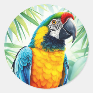 Vibrant Parrot with Detailed Feathers Classic Round Sticker