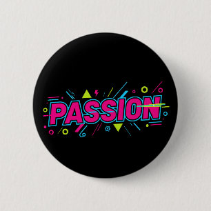 Vibrant Passion Typography - Retro 90s Pop Art Aes 2 Inch Round Button