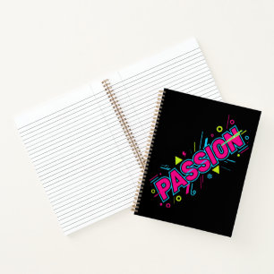 Vibrant Passion Typography - Retro 90s Pop Art Aes Notebook