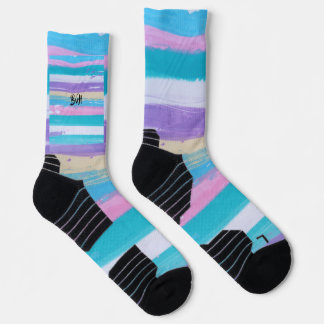 Vibrant Pastel Abstract Mixed Media Art Socks