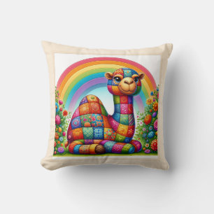 Vibrant Patchwork Camel Throw Pillow